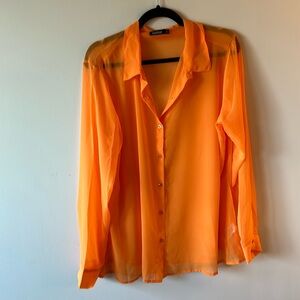 Asos Orange sheer button down top